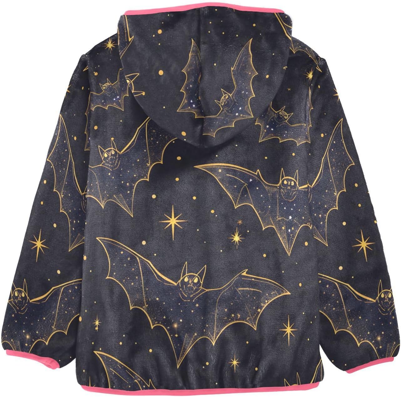 ALAZA Seamless Bats with Stars Hoodie Jacket for Girls Toddler Fleece Zip Up Coat Plush Jacket for 3 Years