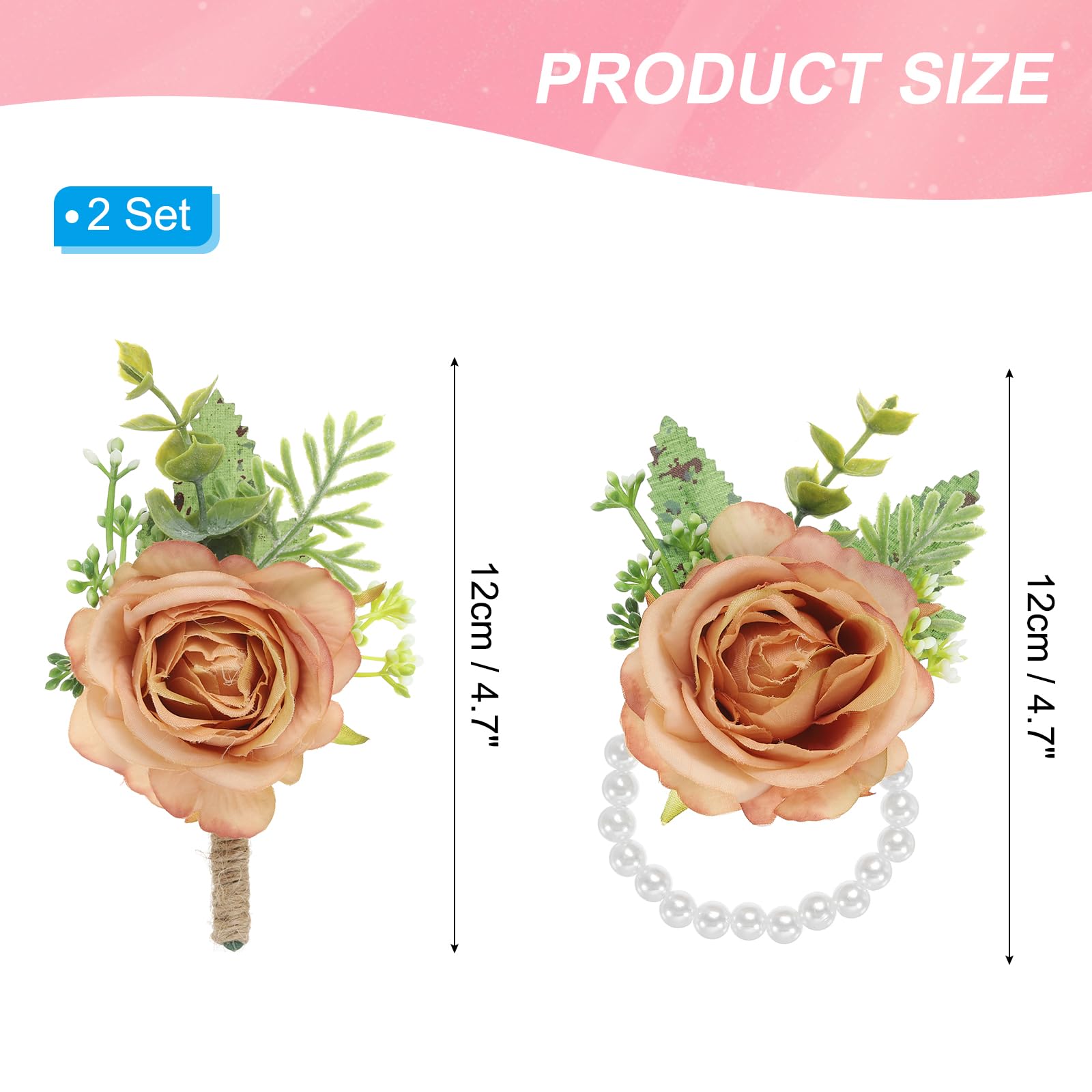 PATIKIL Rose Wrist Corsage and Boutonnieres Set - Image 2