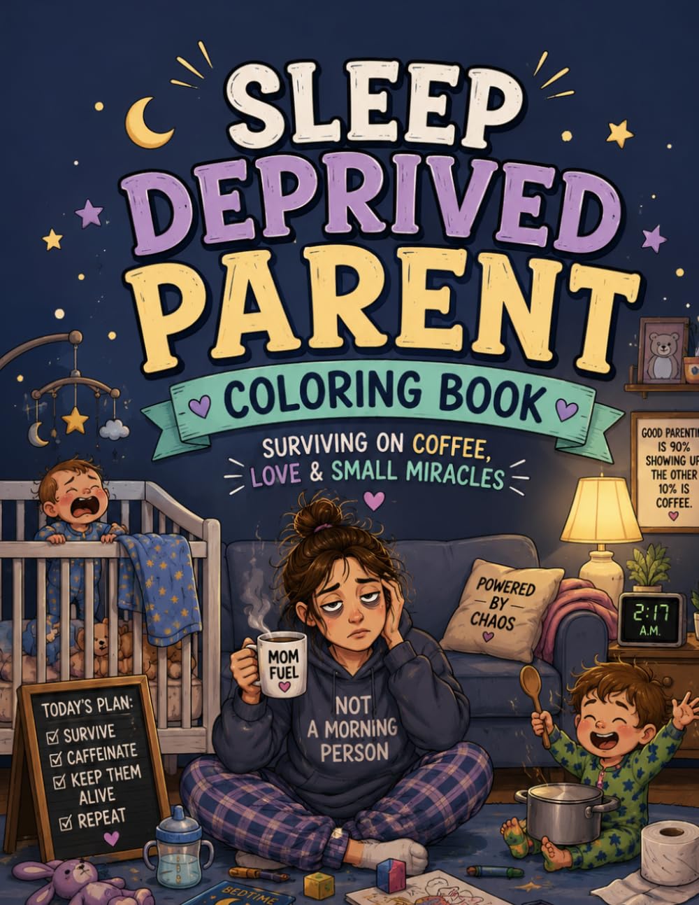Sleep Deprived Parent Coloring Book: Hilarious Scenes of New Parenthood, Midnight Feeds and Surviving Baby's First Year