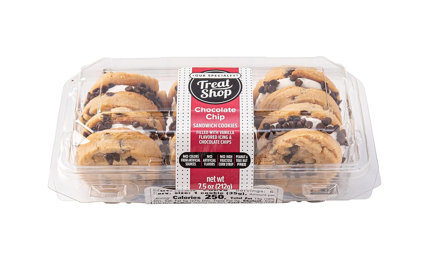 Our Specialty Chocolate Chip Sandwich Cookies With Vanilla Icing, Rolled in Mini Chocolate Chips, Peanut and Tree Nut Free, 2 Packs of 6 Cookies