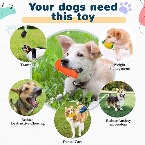 Miniatura 6 de 4 juguetes chirriantes para perros masticadores agresivos, indestructibles, resistentes, duraderos, para limpieza de dientes naturales, juguetes de