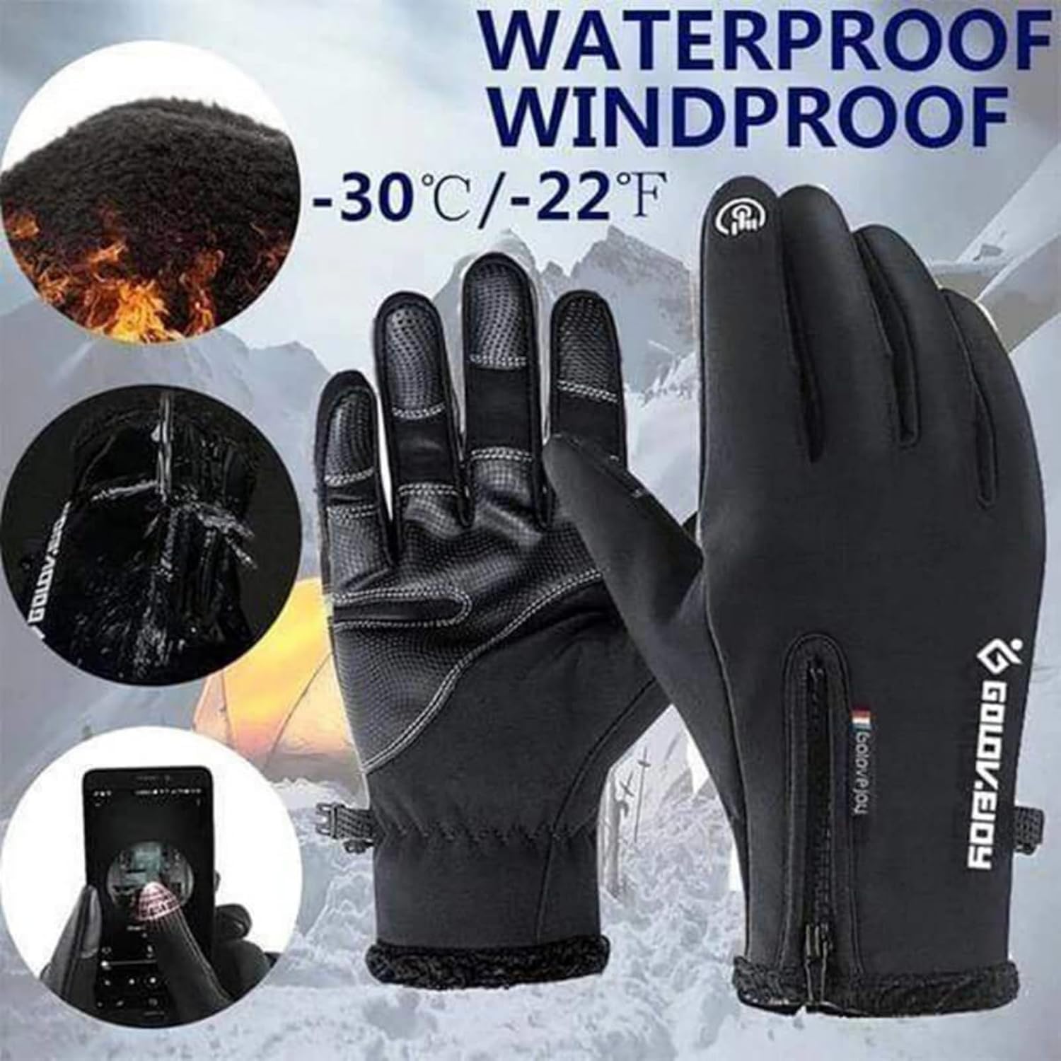 SWZEC Ironstride Gloves, Iron Stride Waterproof Winter Gloves, Unisex Warm Touch Screen Gloves, with Non-Slip Palm, Ideal for Cycling, Driving and Other Sports