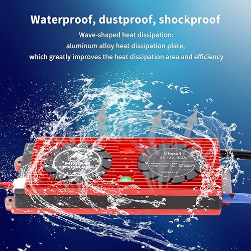 Miniatura 7 de LiFePO4 BMS 4S 12V 250A Smart Bluetooth Litio Hierro Fosfato Sistema de gestión de batería con ventilador de refrigeración y cables de equilibrio