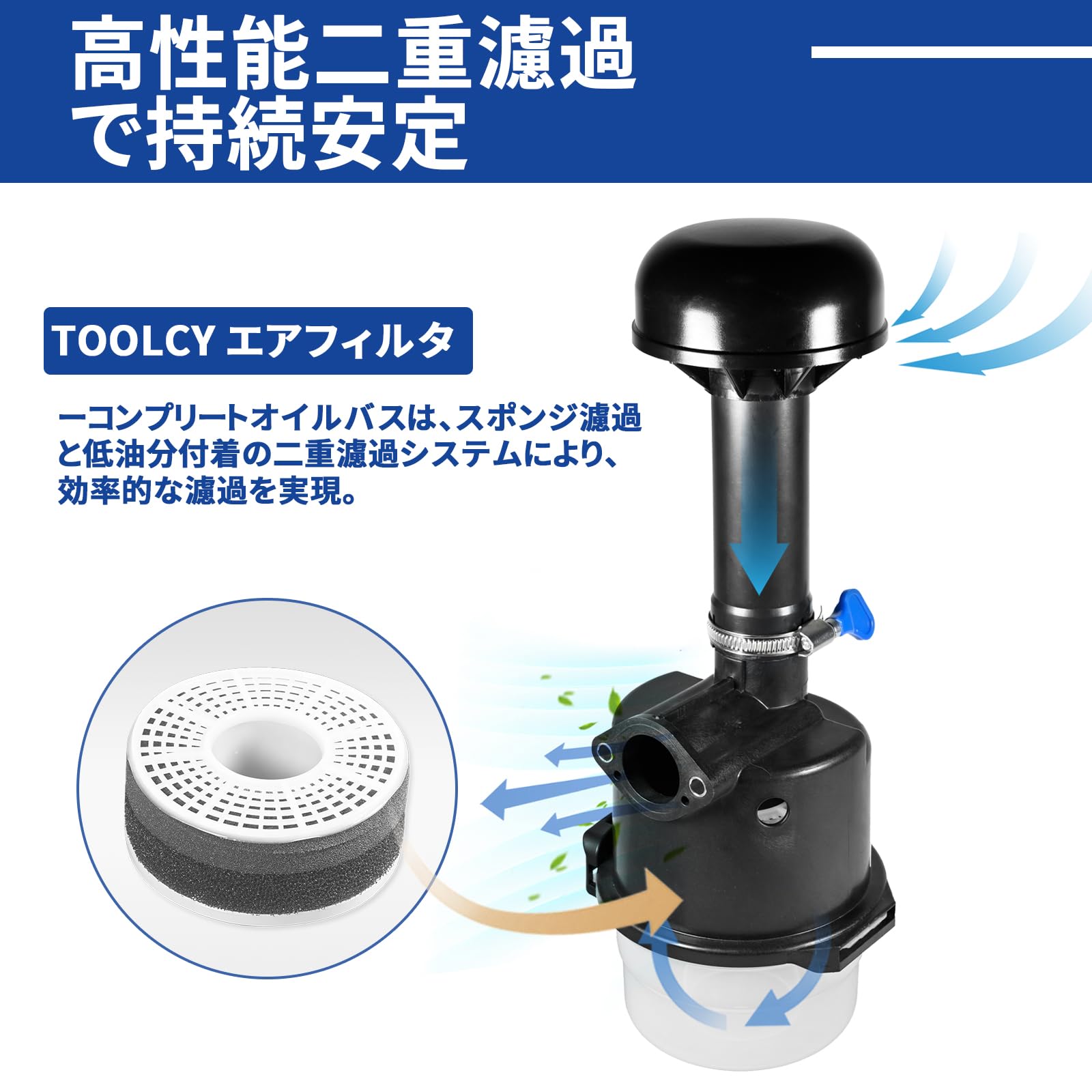 Amazon | TOOLCY エアフィルターコンプリートオイルバス クリーナー 