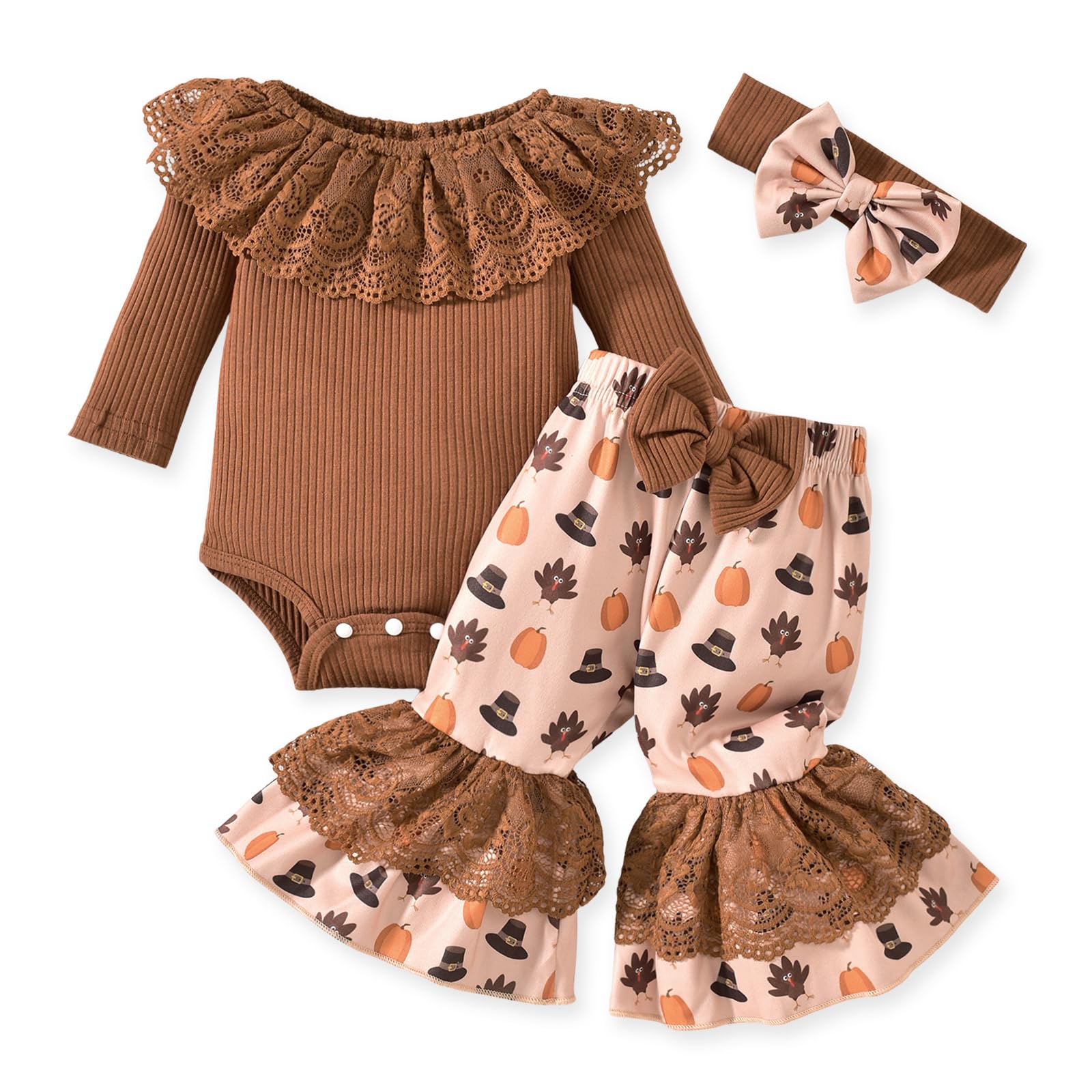 HINTINA Ribbed Bodysuit and Flare Pants Set