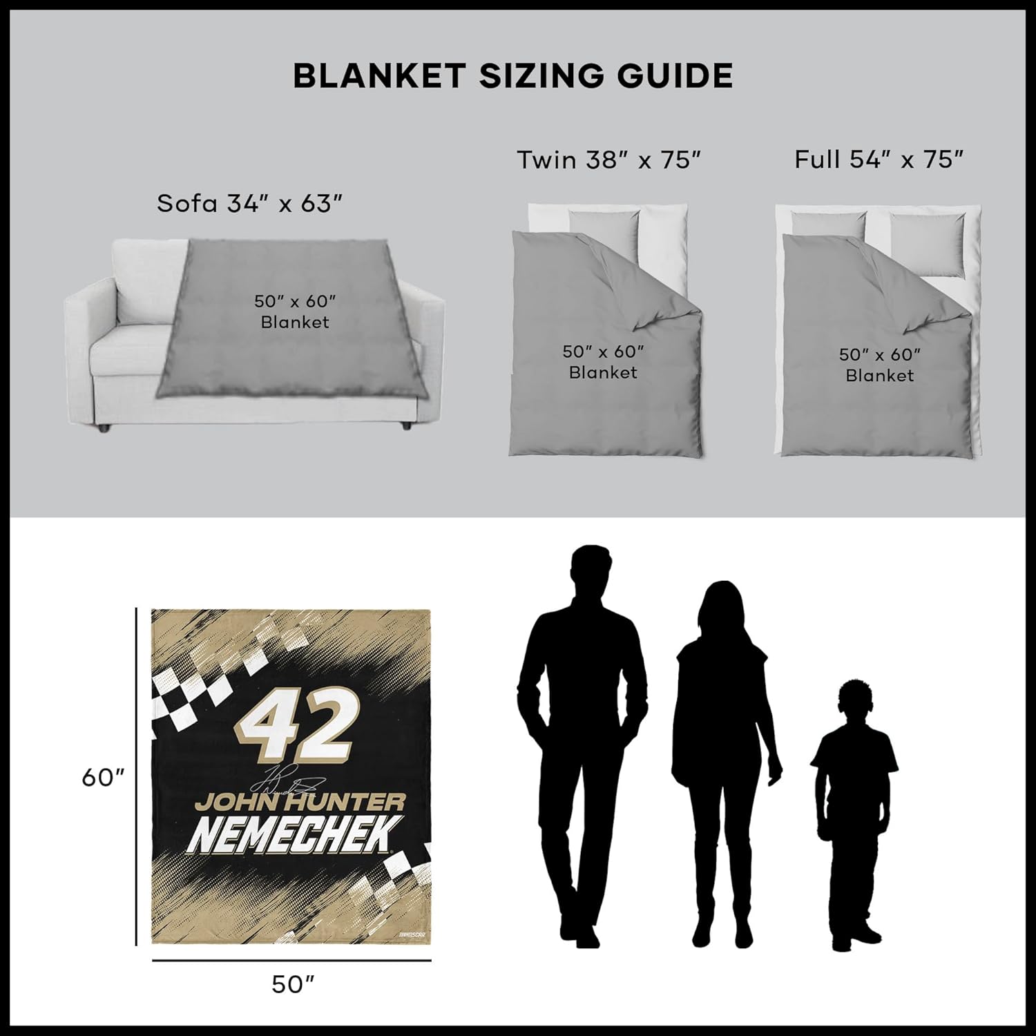 Northwest NASCAR Silk Touch Throw Blanket, 50x60 inches