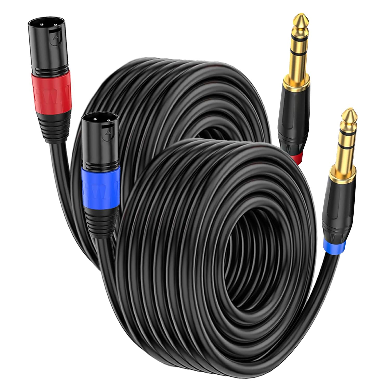 Mikrofonkabel XLR auf 6,35 mm TRS Mono-Klinkenstecker, symmetrischer 3-poliger XLR-Stecker auf Viertel-Zoll-TRS-Stecker, Mikrofonkabel für dynamisches Mikrofon, 2 Stück