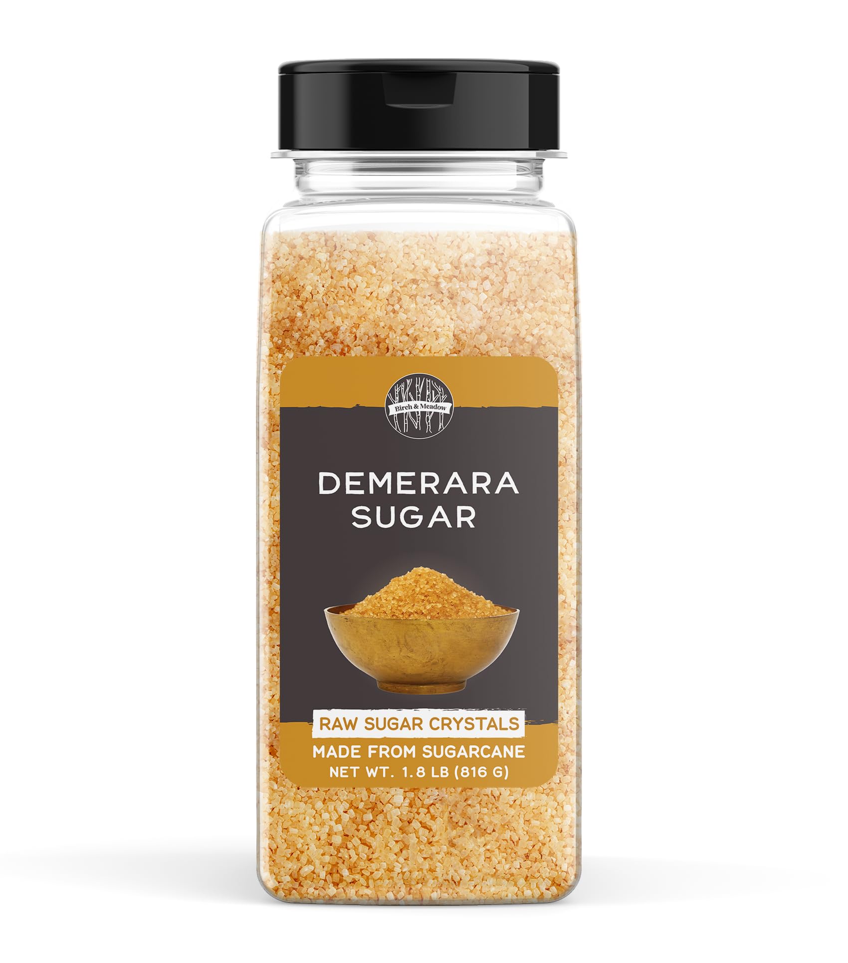 Birch & Meadow Demerara Sugar, Raw Sugar Crystals, Drinks & Baking, Made from Sugarcane (28.8 Ounces)