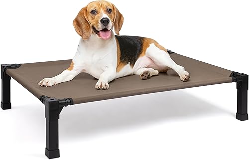 Miniatura 10 de Heeyoo Cama Elevada para Perros, Catre Elevado Refrescante para Mascotas con Malla Transpirable Lavable a Prueba de Mordidas y Marco de Metal, Cama