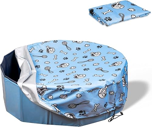 Docuwee Cubierta de piscina plegable redonda para perros y niños, para piscina plegable al aire libre de 48 pulgadas, revestimiento de PVC