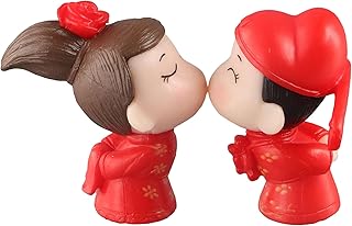 Leadigol Chinese Traditional Wedding Couple Statue Wedding Kissing Couple Figurines Valentine's Day Gift