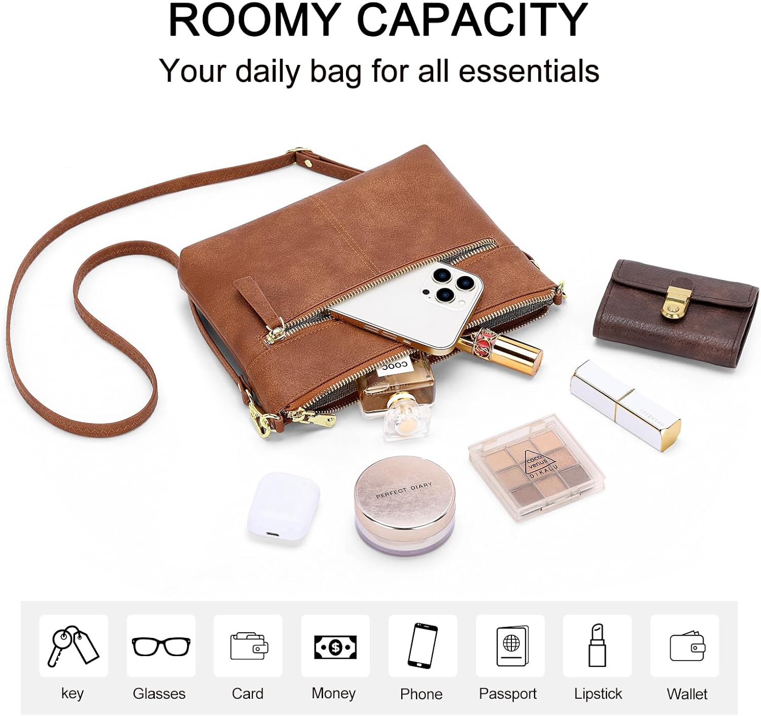 RONSIN Crossbody Bag for Women Cell Phone Purse Shoulder Handbags Adjustable Strap