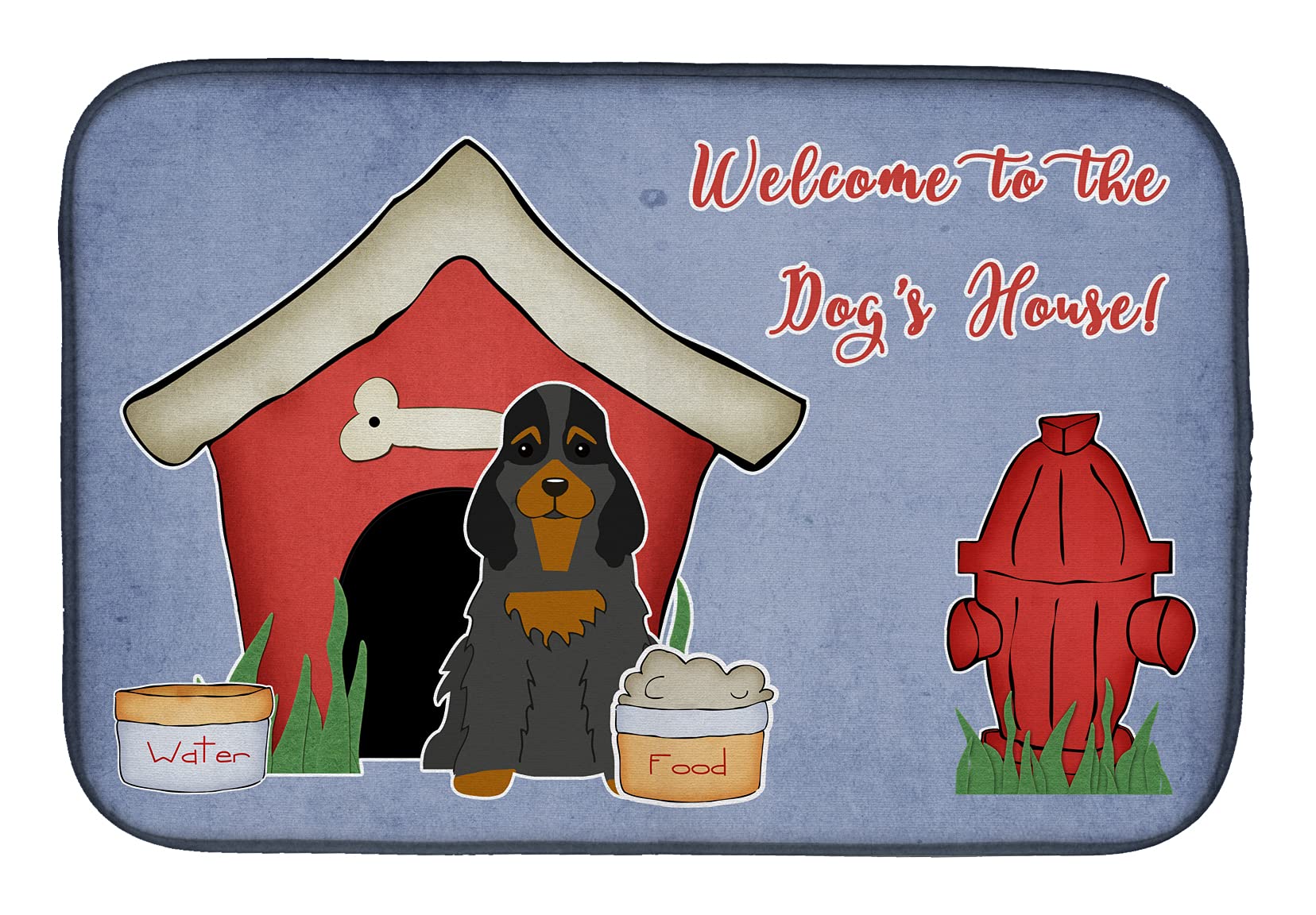 Cocker Spaniel Tapis de séchage pour gamelles noir et beige de dimensions 35x53 cm
