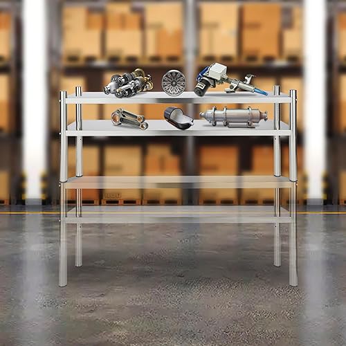 Miniatura 3 de LEYSRIS Estantes de almacenamiento de garaje de 2 capas resistente con pies antideslizantes, unidad de estantería de acero inoxidable de 176 libras,