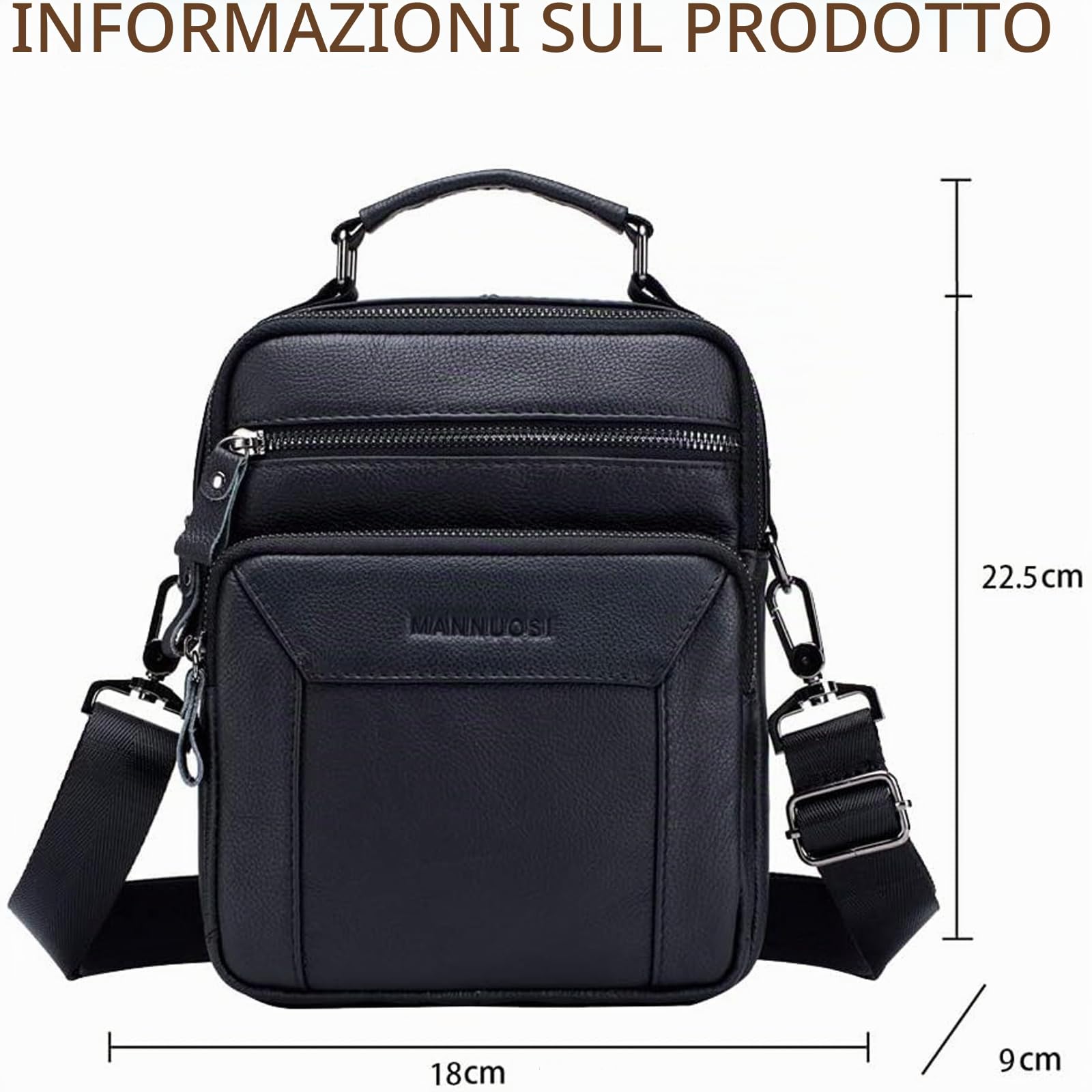 Uomo Borse a spalla Zaino monospalla casual Borse a mano viaggio Vera pelle multitasche Borse organizer portatutto
