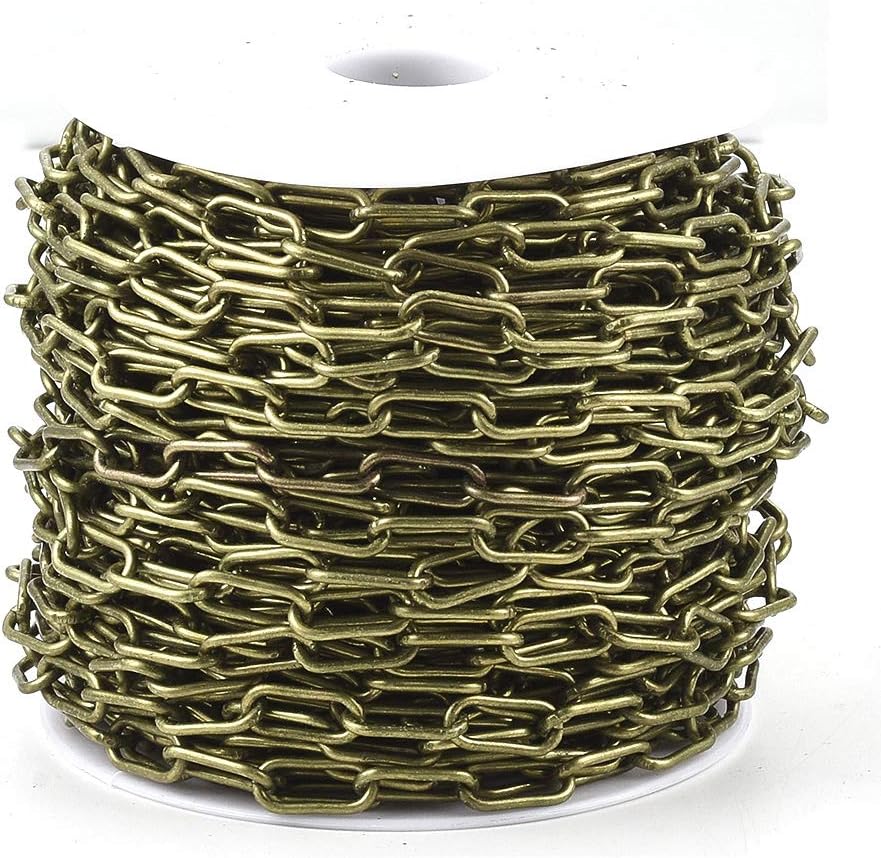 FASHEWELRY 82 Feet/25M Iron Paperclip Chains 16x7x1.6mm Unwelded Metal Cable Chains with Spool for Bracelet Necklace Jewelry Making (Gunmetal)