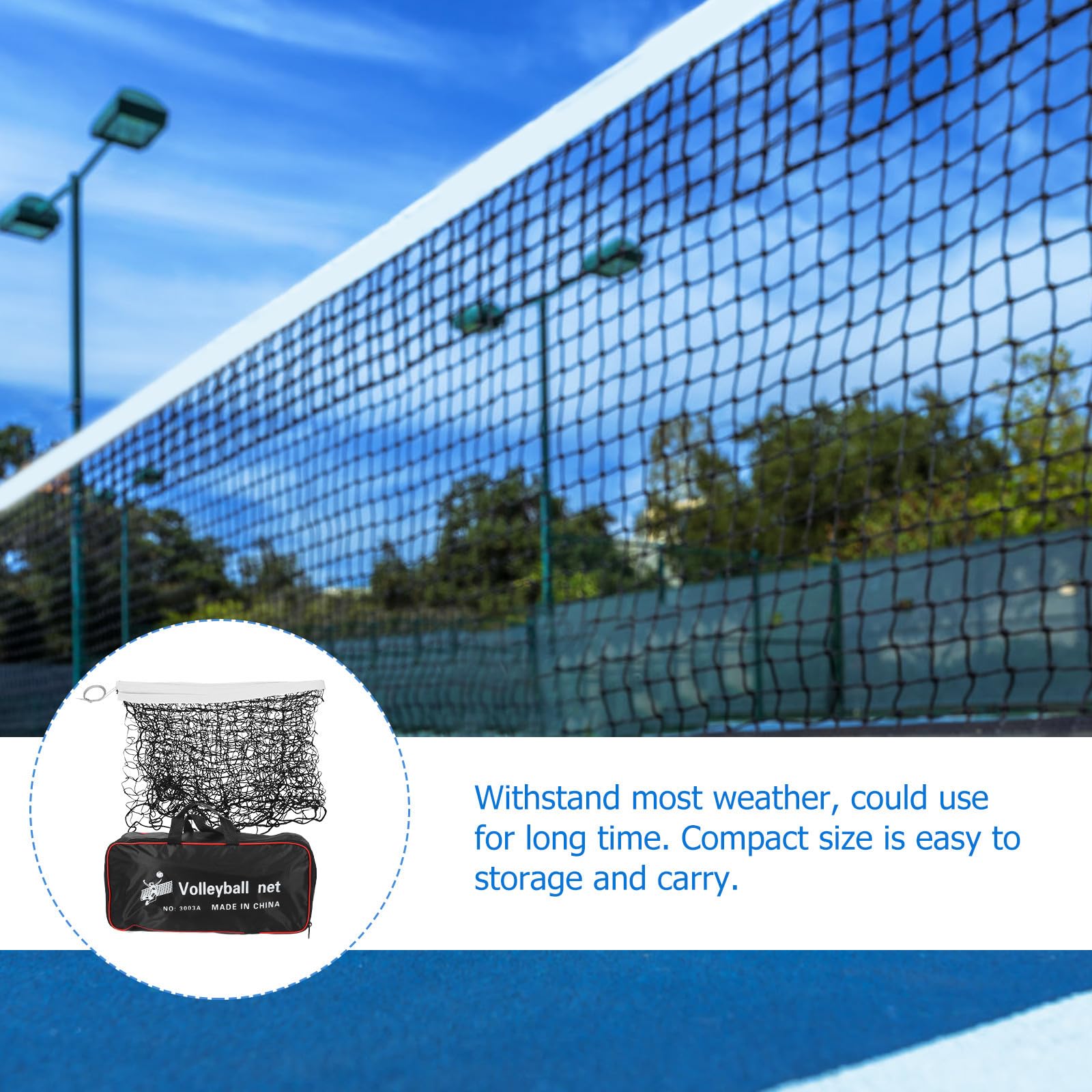 Alipis Filet Maille Fine, Facile à Installer Polyester Noir de Volley-Ball Portable, Filet de Beach-Volley pour Jardin et Plage, pour Badminton et Tennis