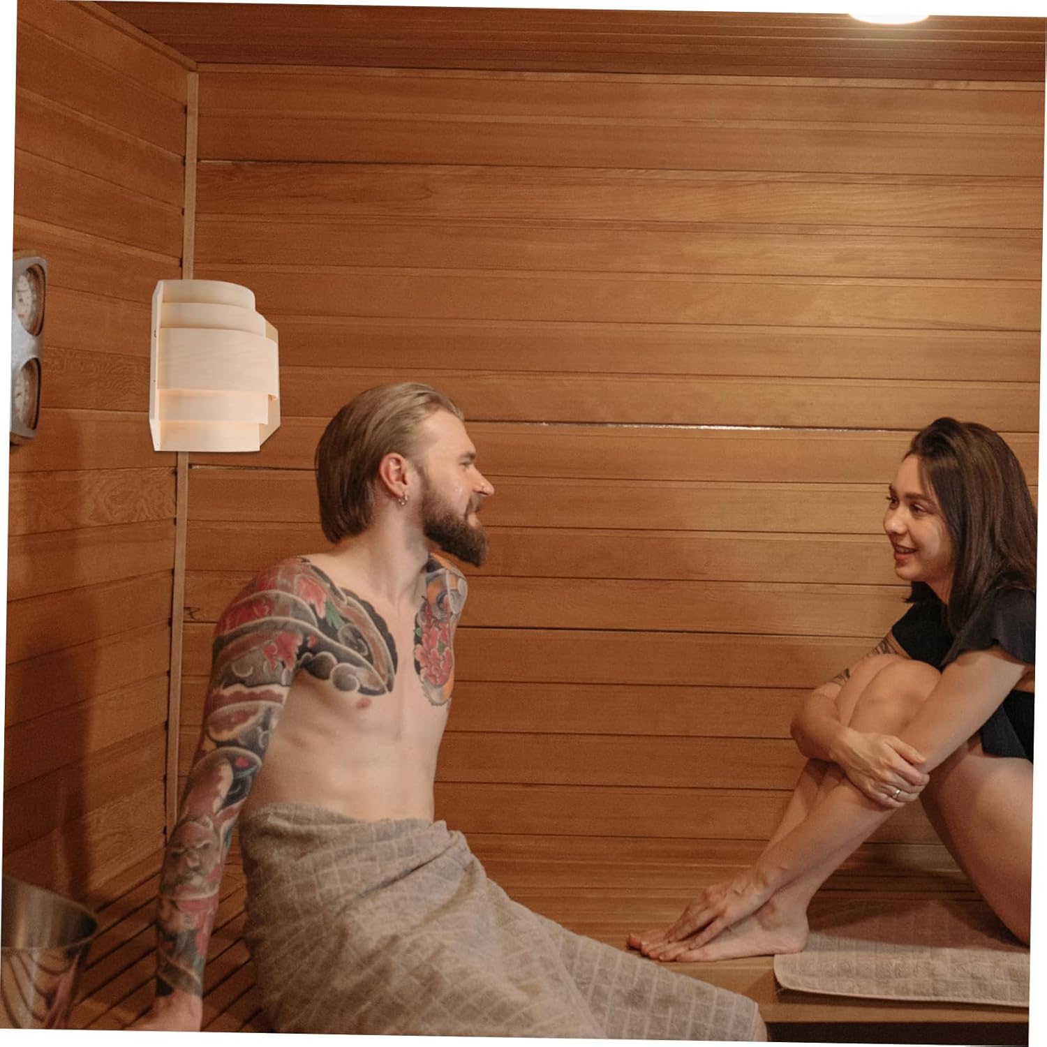 MERRYHAPY Decorative Sauna Room Light Cover Thin Wood Lampshade with Right Angle Design for Optimal Space Usage and Comfortable Lighting