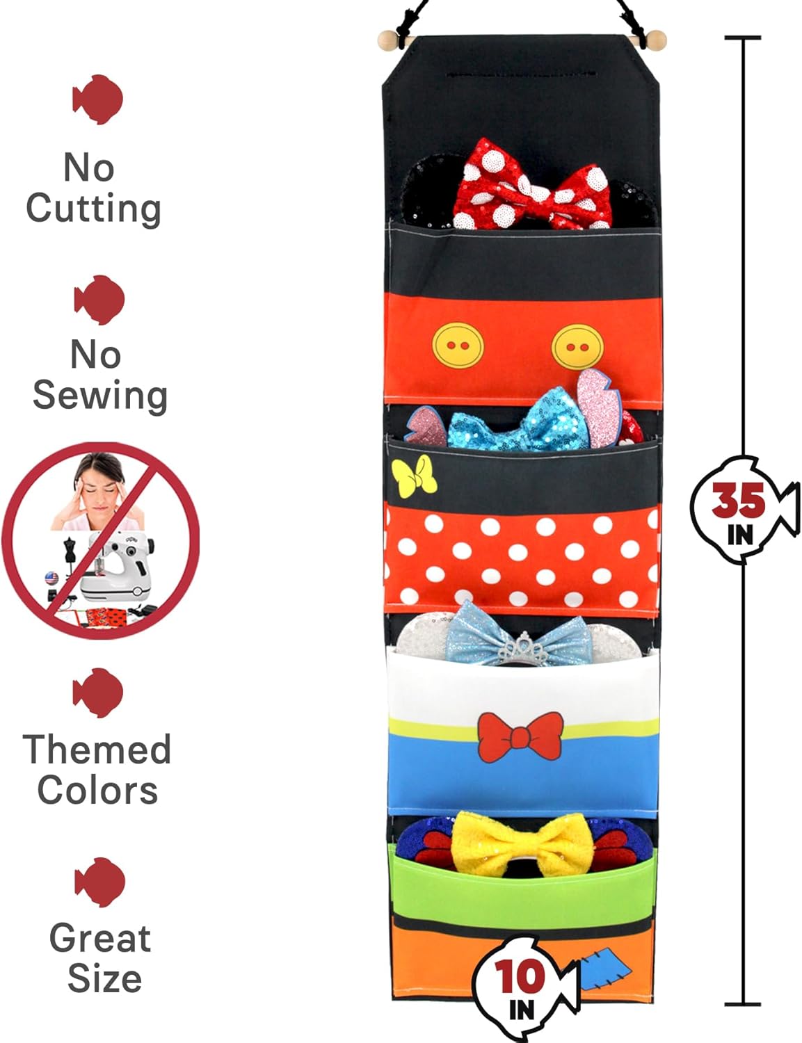 RUNROLE 4 Pocket Canvas Fish Extender - 10 Inch Width, Portable, Easily Customize, Hanging Storage Organizer, 2026&2027 FE for Gift Exchanges and Pixie Dust, Cruise Essentials - Image 2