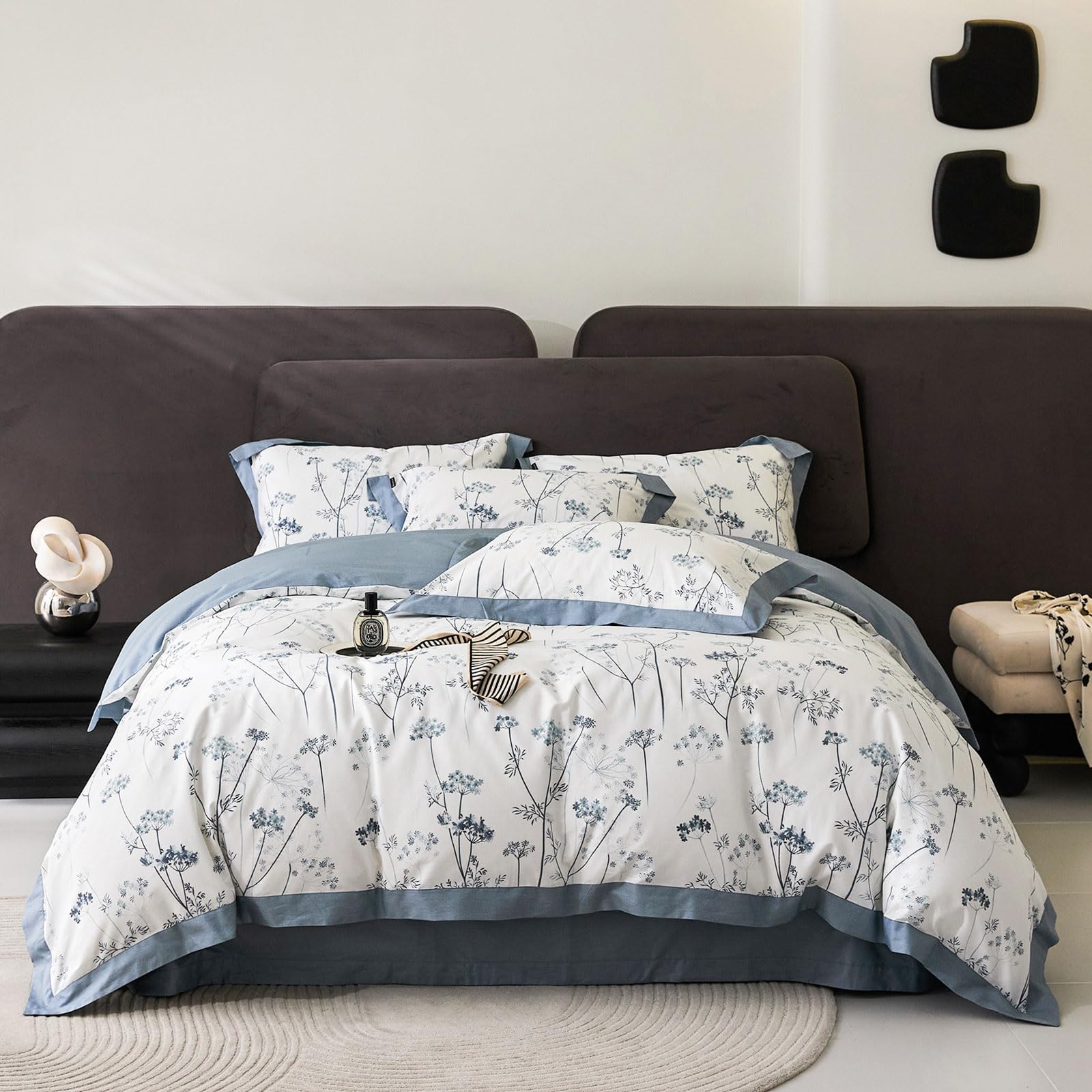 OTOB Twin Duvet Cover Set 3 Pieces, 100% Cotton Reversible Duvet Covers for All Seasons, Ultra Soft Textured Bedding Duvet Covers Twin Size with Zipper Closure & 4 Corner Ties