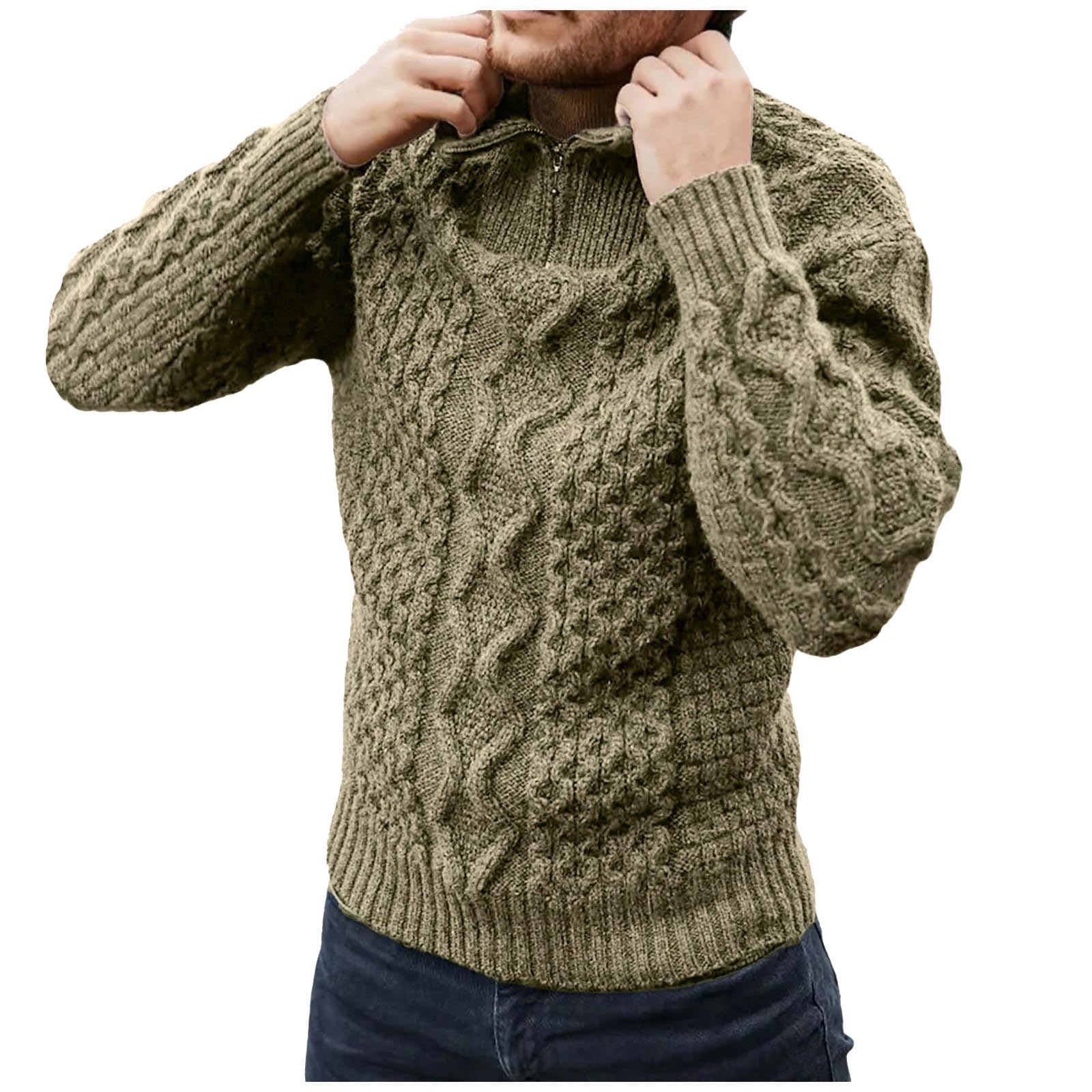 Generisch Jersey de cuello alto con cremallera para hombre