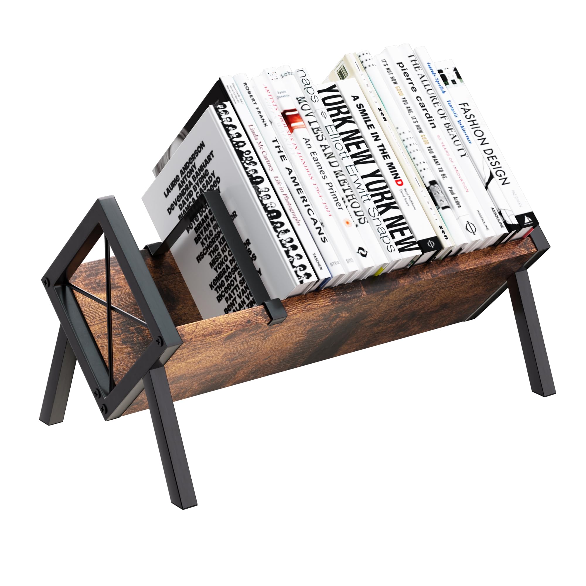 Schreibtisch-Bücherregal, Retro Tisch-Bücherorganisator & Mini kippendes Bücherregal für Bücher/Magazine/Alben - Schwarz