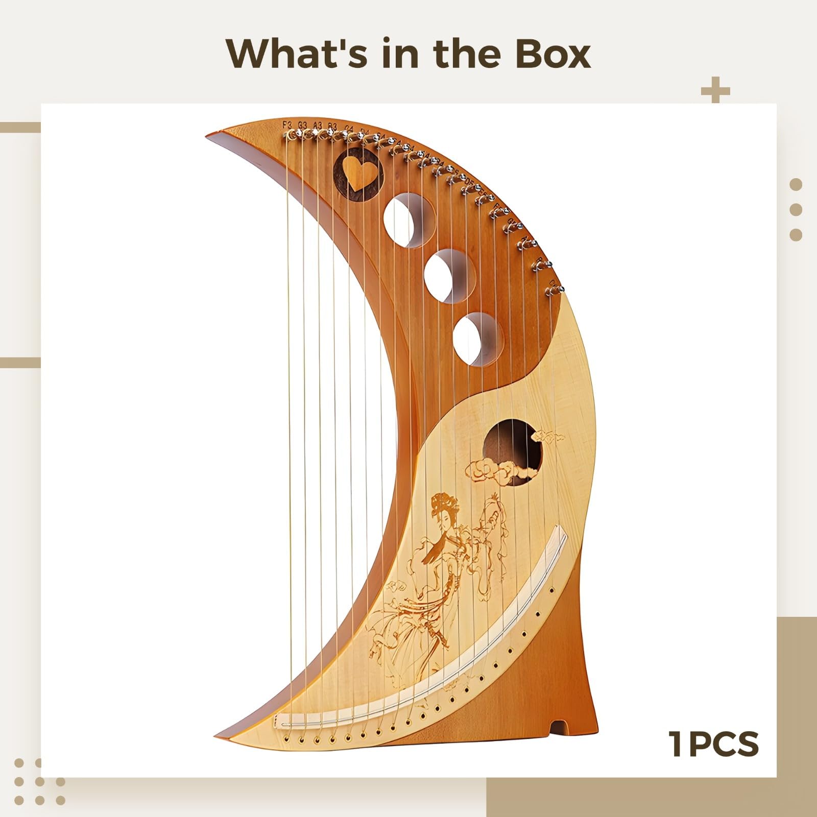 Amazon.com: 19-String Lyre Harp With Detailed Carvings, Sturdy