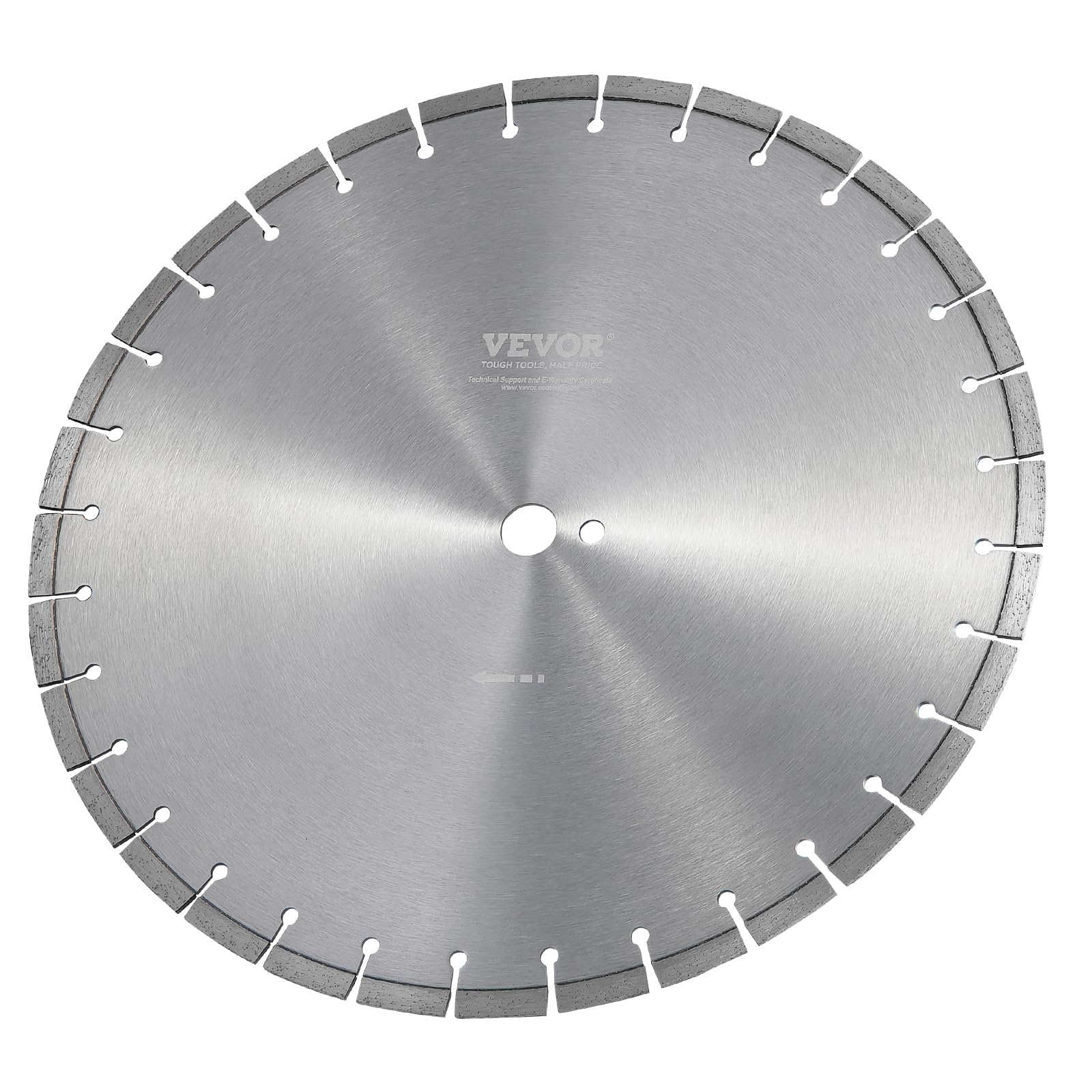 VEVOR Disque à Tronçonner Diamanté 450 mm, Disque Diamant Humide ou Sèche, Lame de Scie à Béton avec Dents Plates de 12 mm, Diamètre du Trou Central Universel 25,4 mm, pour Béton, Carrelage, Brique