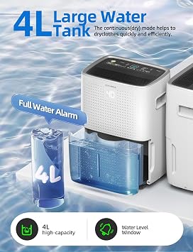 30L/Day Dehumidifiers for Home, Dehumidifier with Digital Control Panel, Laundry Clothes Drying, 4L Water Tank & Drainage Hose for Damp & Condensation, 24H Timer Ideal for Bedroom/Bathroom/Large Room