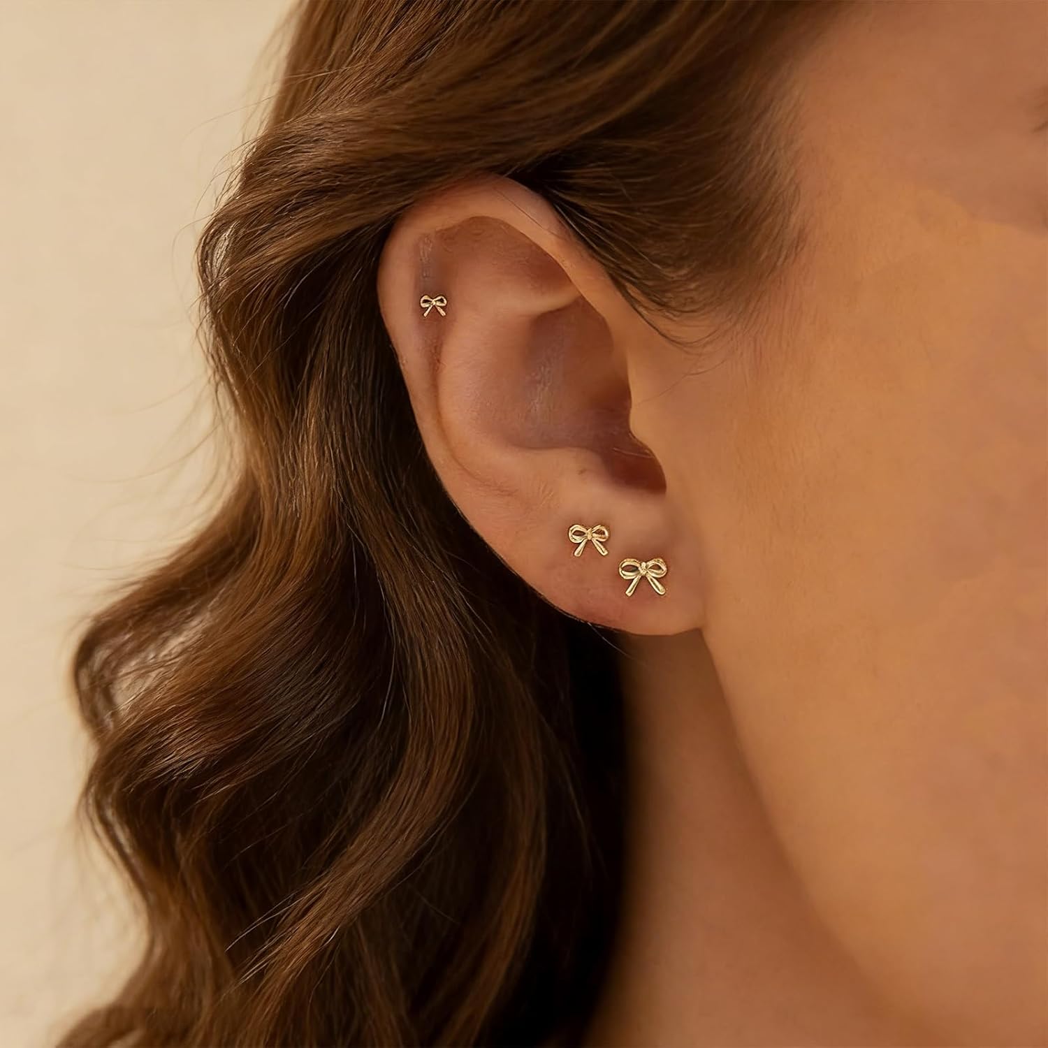 Flat Back Earrings for Women,14k Gold/Silver Plated Small Flat Back Stud Earrings Cartilage Helix Multiple Piercing Jewelry Hypoallergenic Earrings for Sensitive Ears -3-piece or 3-pair - Image 2