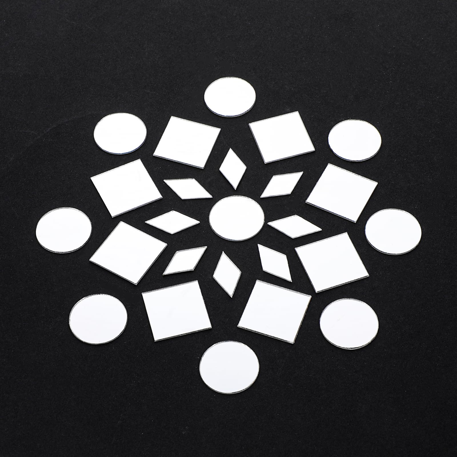 150 Pcs Small Mirrors for Crafts 3 Shapes Self-Adhesive Craft Mirrors Rhombus Rounds Squares DIY Mirror Mosaic Tiles for Crafts Supplies