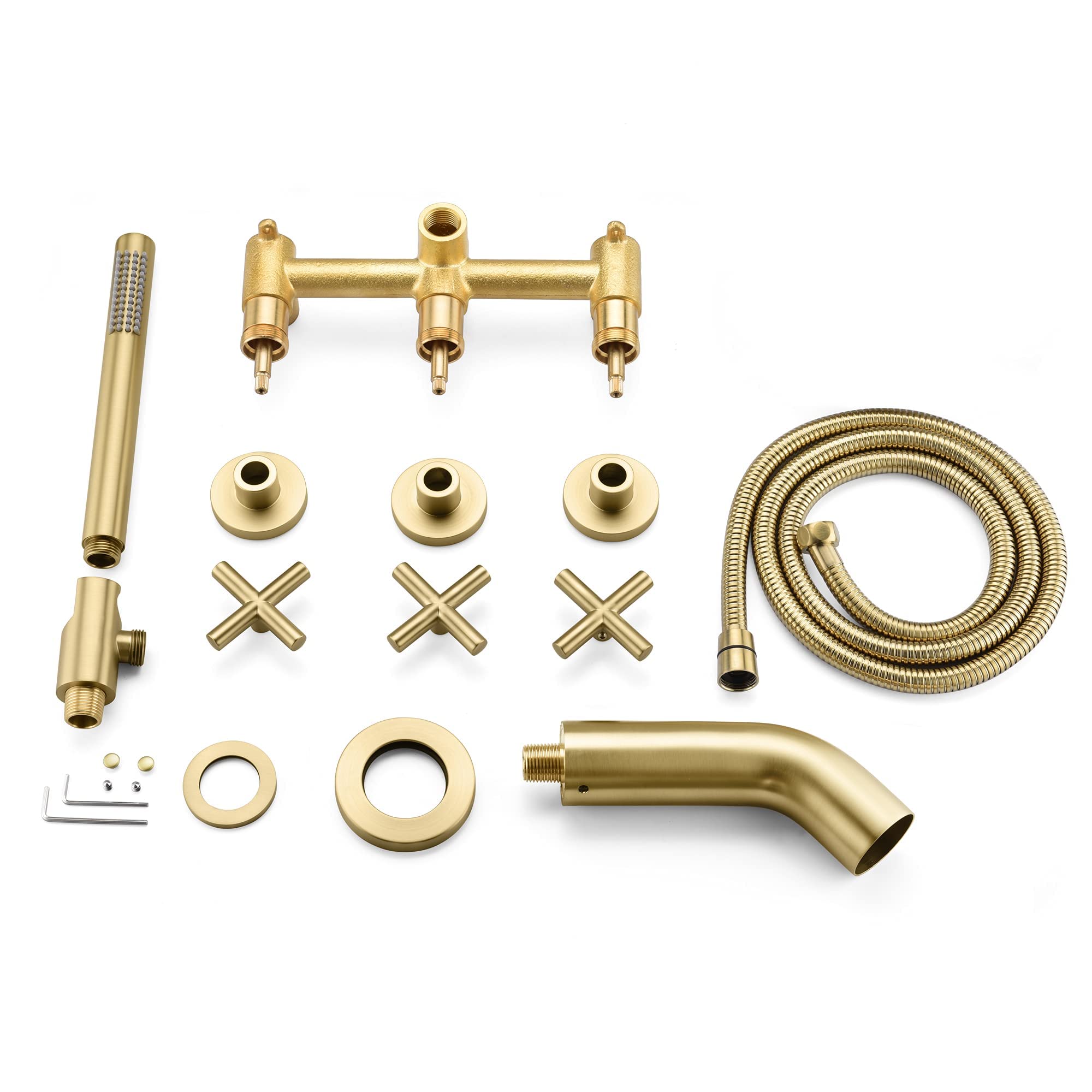 Sistema de Ducha en Oro Cepillado S3218BGI + Grifo de bañera Mural Tipo Cascada S2133BGW