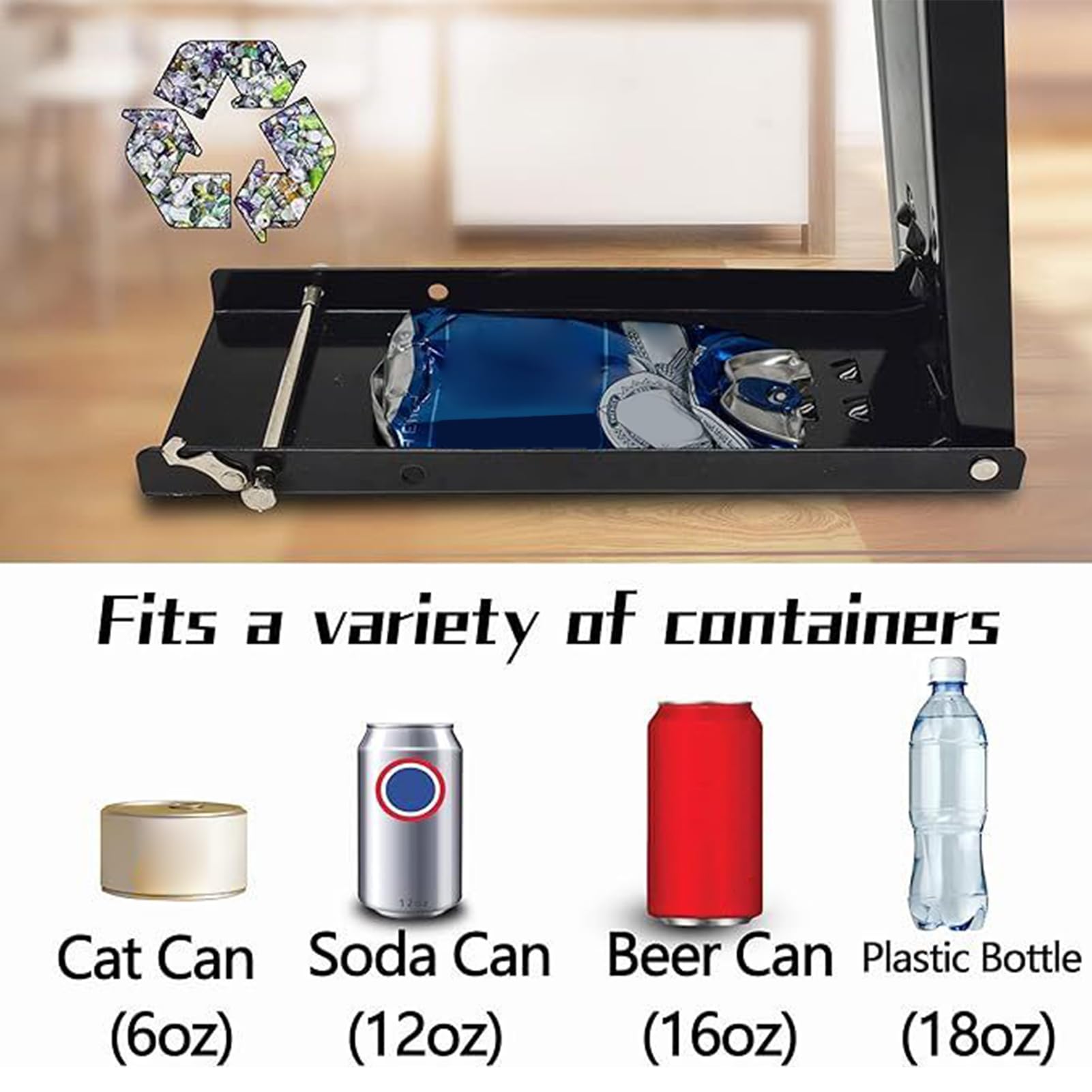 Máquina Trituradora De Latas Para Reciclaje Prensa De Botellas De Desecho | Aplastador De Latas Con Pedal Accionado Por Pie Para Cocina Garaje Exteriores Agua Con Gas Basura Cerveza Refresco Resid