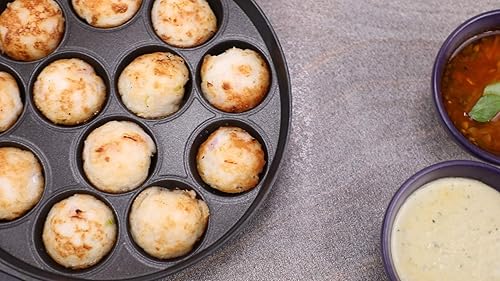 Miniatura 8 de Vinod Paniyarakkal para cocinar Paniyaram 9.1 in con tapa SS