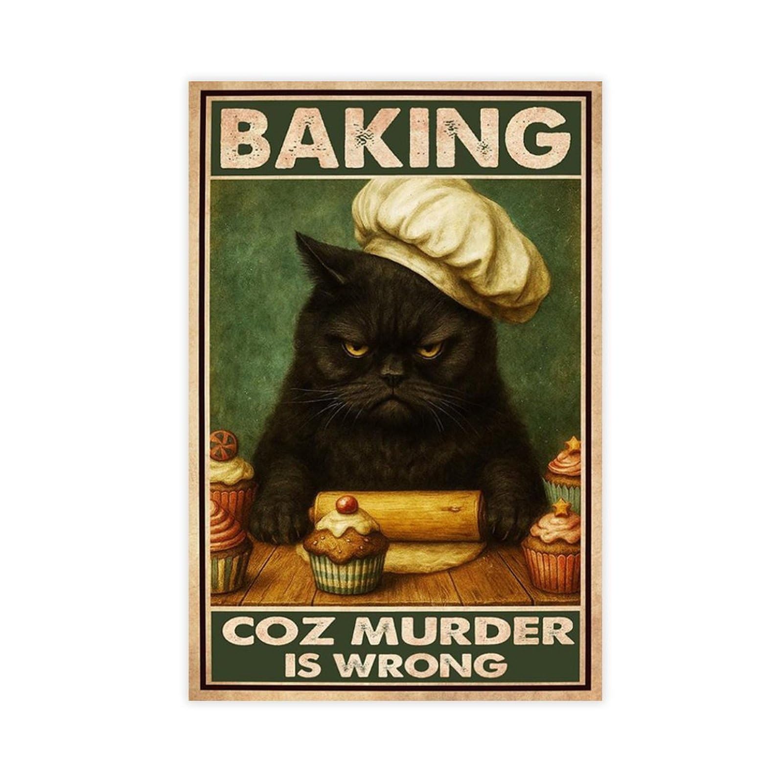 Bareronor Unframed Print-Style Baking Because Murder Is Wrong Kitchen Poster Canvas Poster For Dorm Room Decor Gift