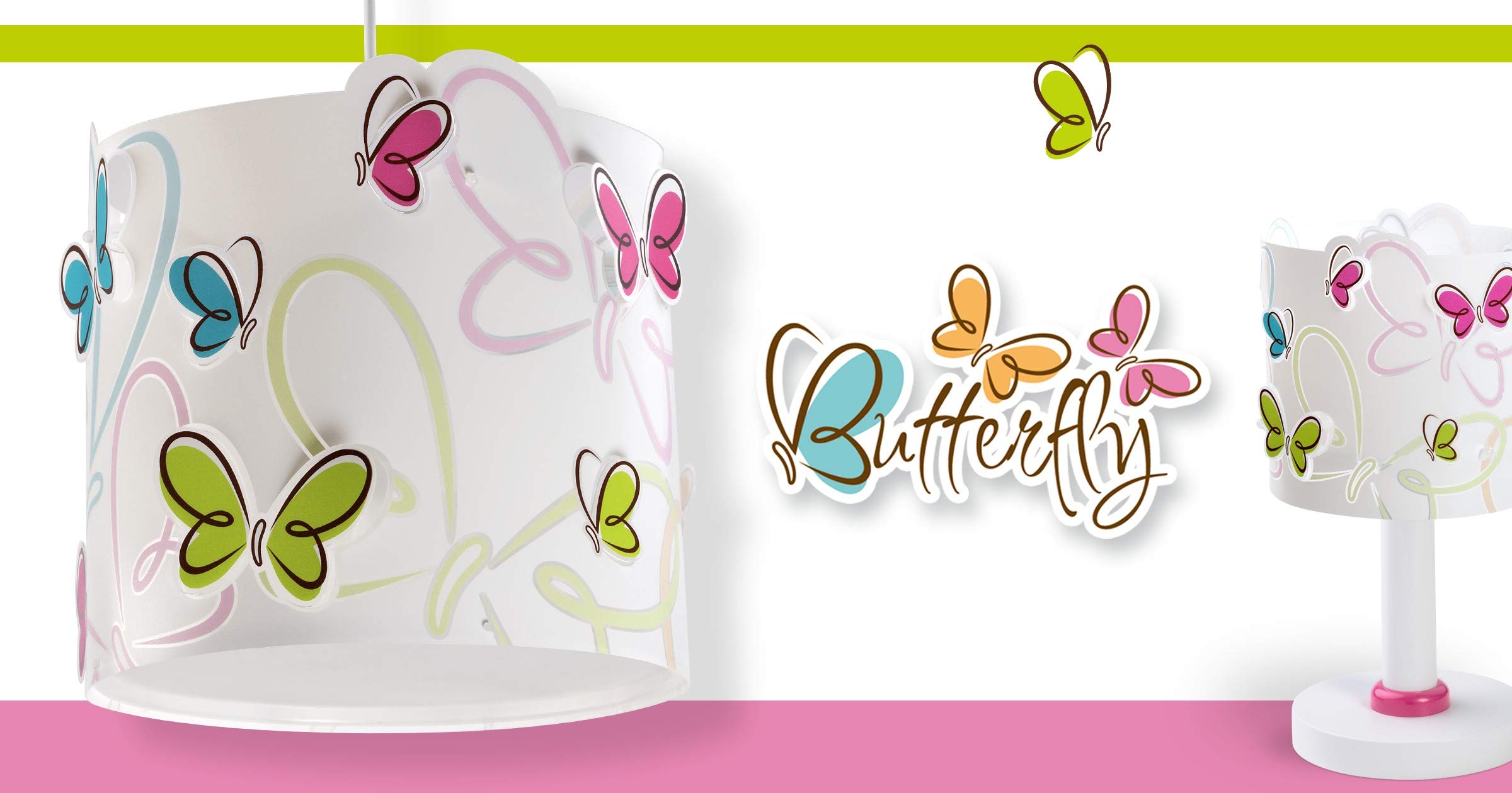 Dalber Kinder Tischlampe Schmetterlinge Butterfly 62141 E14 | Kinderzimmer; Nachttischlampe
