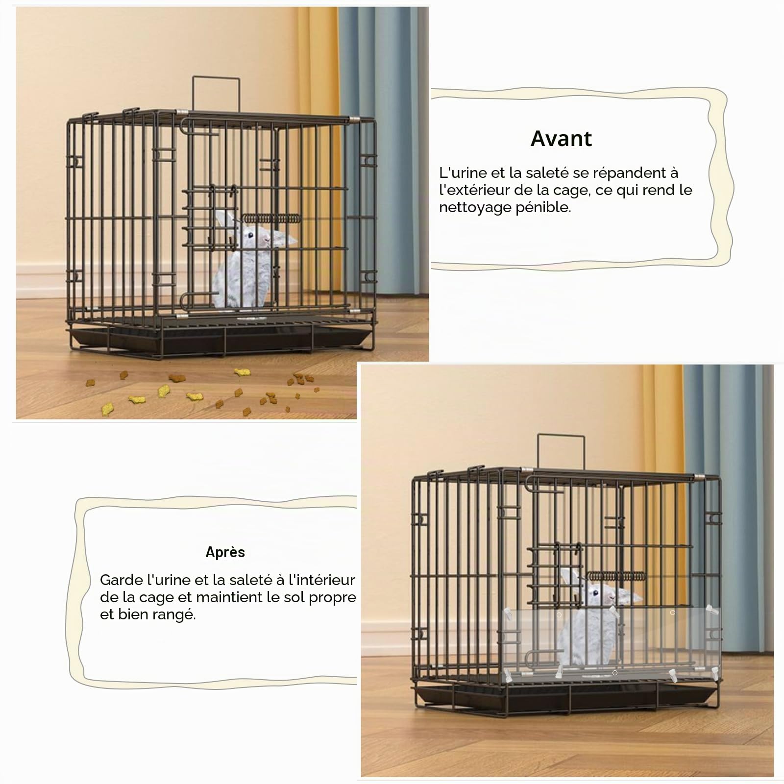 Lot de 12 Doublures de bord de la cage pour animaux, 35 x 12cm, Doublures de protection pour cage de petit animal avec 120 attaches pour lapin, cochon d'Inde, hamster et autres petits animaux