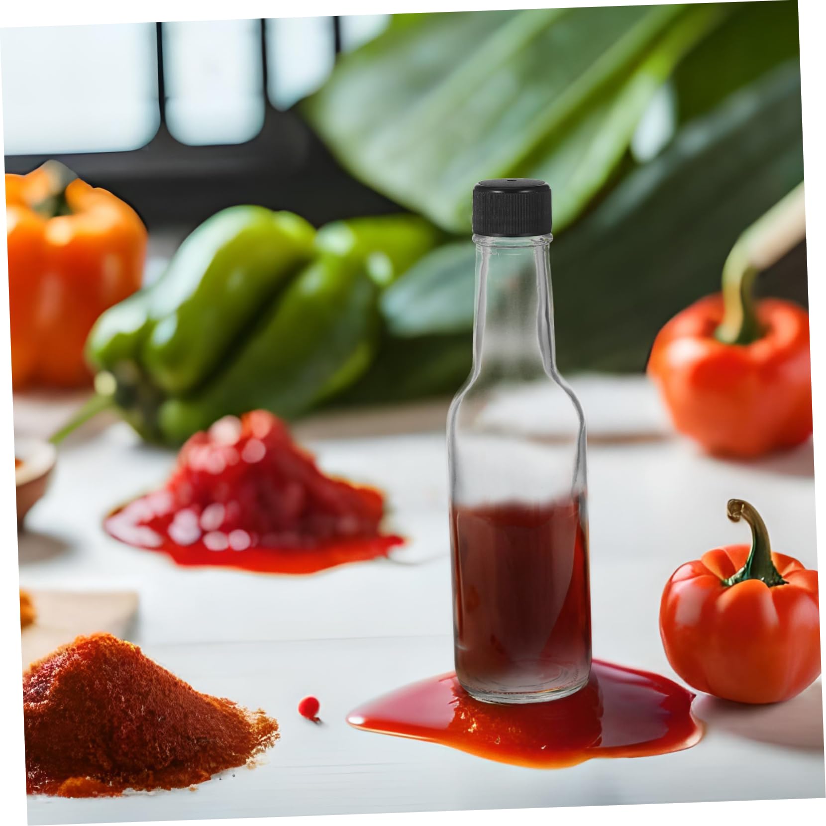 butelka na olej, 6 szt. Szklanych butelek na sos z pokrywkami do sosu sałatkowego Chili