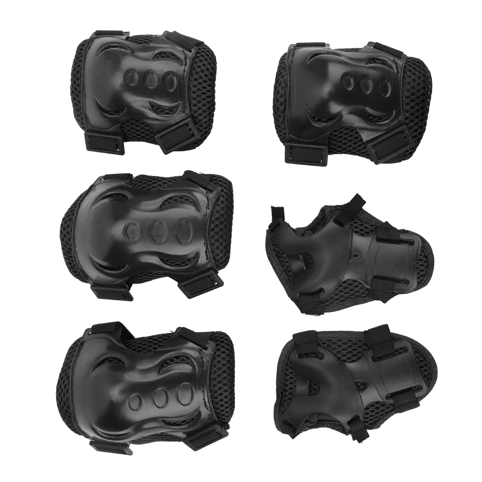 Gavigain 6Pcs Knee Pads for Kids Knee Elbow Pads, Youth Protective Pads Adjustable Roller Skating Protective Gear Knee Elbow Palm Guards for Roller Skating Bike Cycling Skateboard (Black)