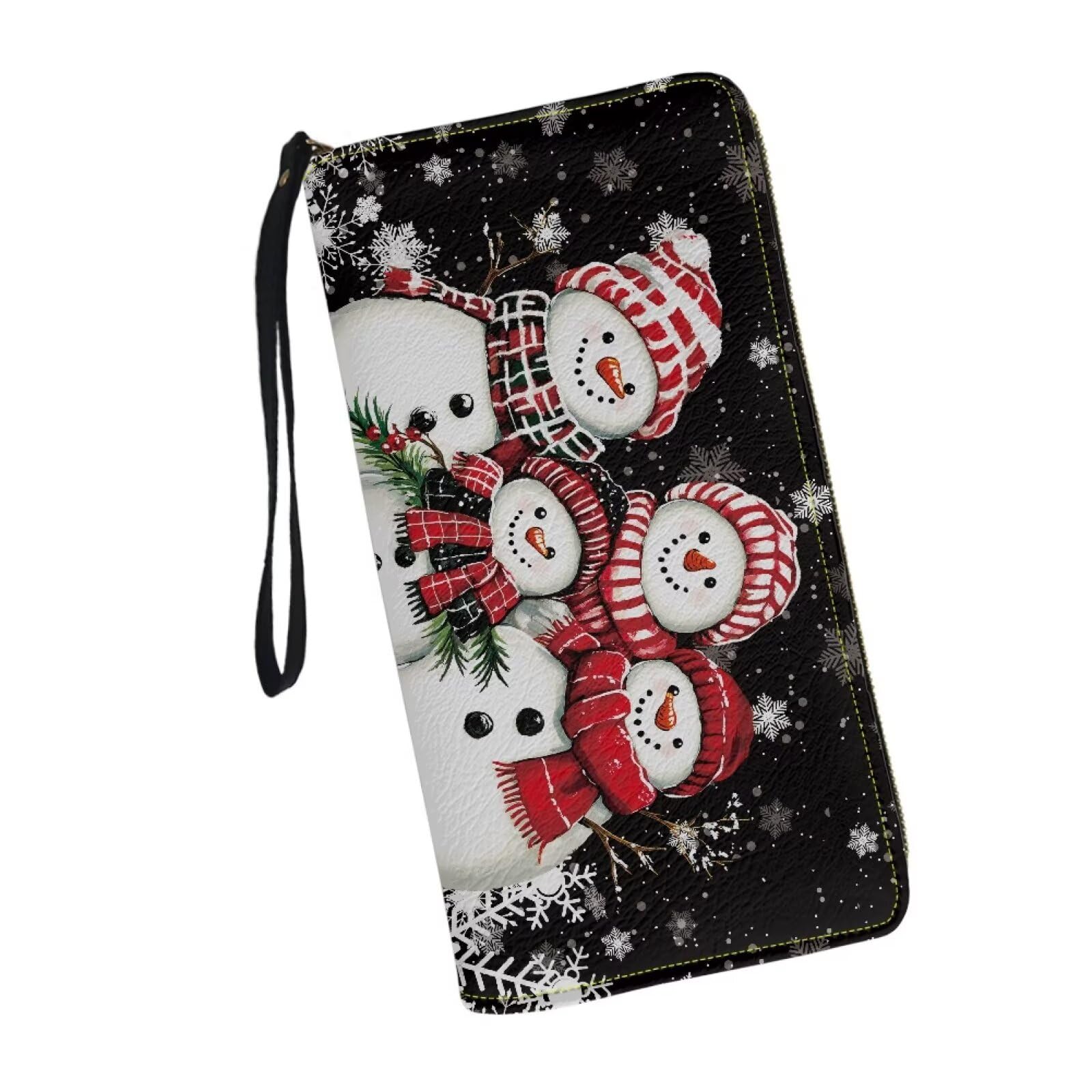 Bulopur Christmas Snowman Wallet for Women Waterproof Wristlet Wallet Purse RFID Envelope Long Wallets PU Leather Travel Passport Holder Christmas Gifts for Ladies