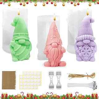 3 Stück Silikonform Weihnachten Wichtel, Silikonformen Gießformen, 3D Wichtel Silikonform, Silikon Gießform Wichtel Weihnachten, Kerzenformen zum Gießen für DIY Kerzenherstellung Handwerk