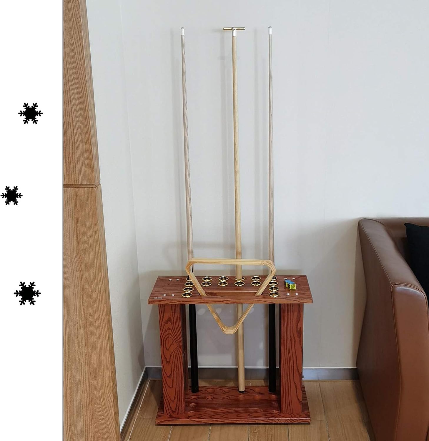 Pool Rack, Snooker Billiard Stick Holder Floor Stand, Wood Freestanding Holder Holds 16 Sticks, ltifunctional Storage Rack/Red/60X55X25Cm (Red 60X55X25Cm)