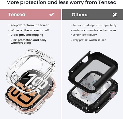Miniatura 9 de Tensea - Funda protectora de pantalla impermeable para Apple Watch (2 en 1) para Apple Watch Serie SE 7, 5, 4, accesorios de 45 mm, iWatch protector