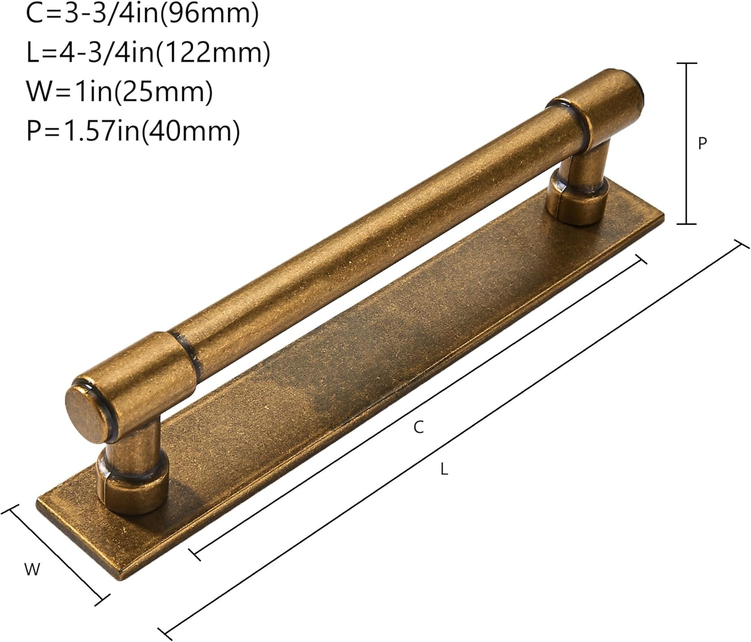 Gold 5 Pack khtumeware 5 Pack 3-3/4 Inch(96 mm) Center to Center Antique Brass Cabinet Pull Backplate with Base Plate Zinc Solid Vintage Kitchen Cabinet Handles Drawer Pulls Cabinet Hardware