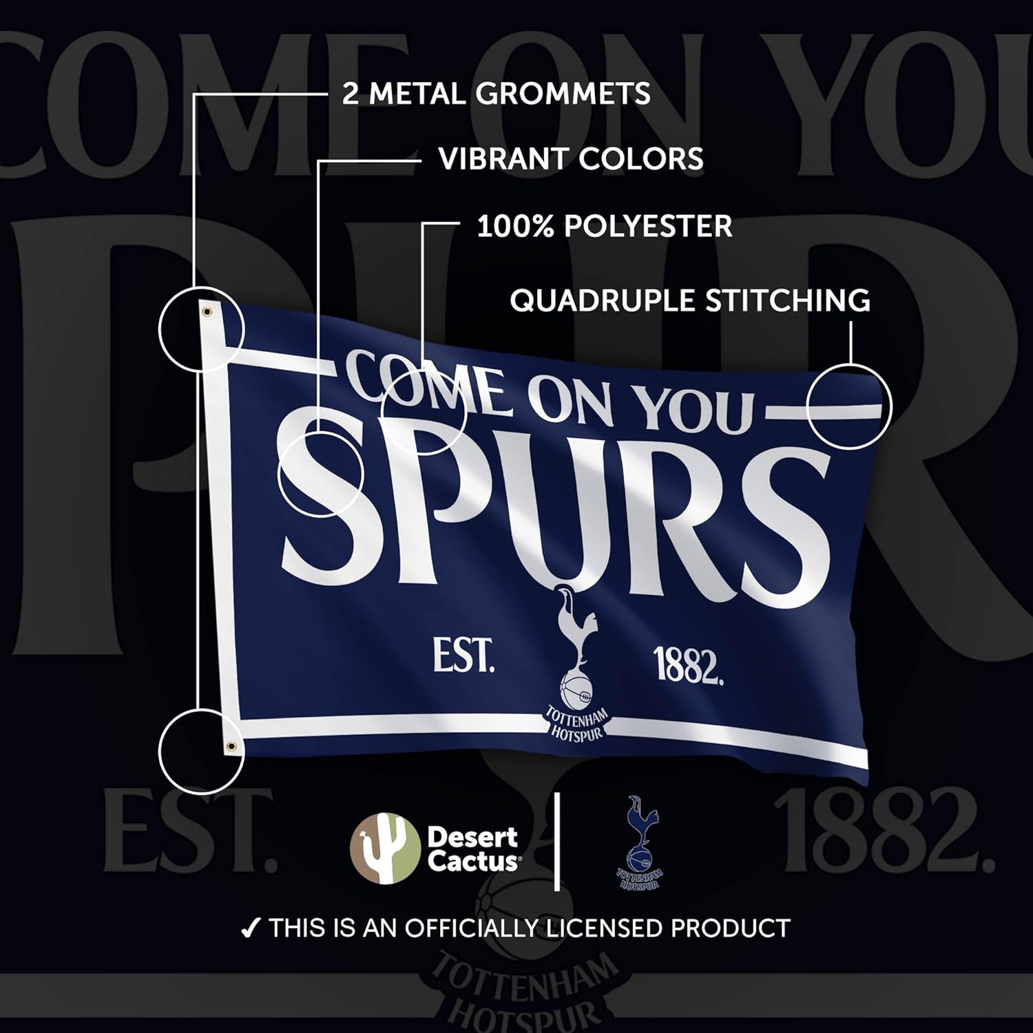 Desert Cactus Tottenham Hotspur Flag Football Soccer Spurs 100% Polyester Indoor Outdoor 3x5 feet Flags (Flag F) - Image 4