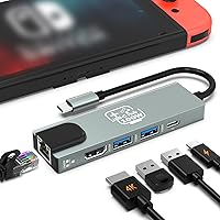 Vista 8 de Concentrador USB C, adaptador USB C a HDMI para Nintendo Switch/Switch OLED/MacBook/iPad/iPhone/teléfono Android/portátil, adaptador de TV