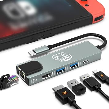USB C Hub, Ethernet Adapter HDMI Docking Station for Nintendo Switch/Switch OLED/MacBook/iPad/iPhone/Android Phone/Laptop, 5in1 Portable Multiport TV Adapter Samsung Dex Electronic Accessories2 pack