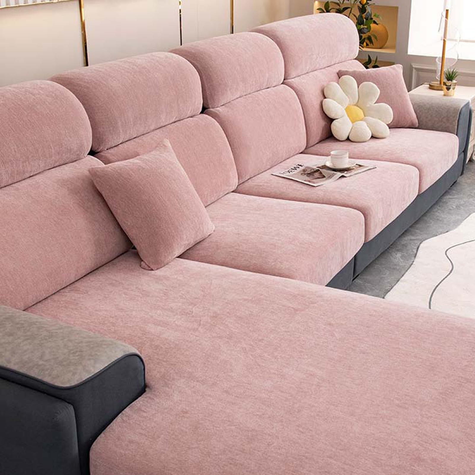 Housse de canapé d'angle extensible universelle pour rénover un salon familial
