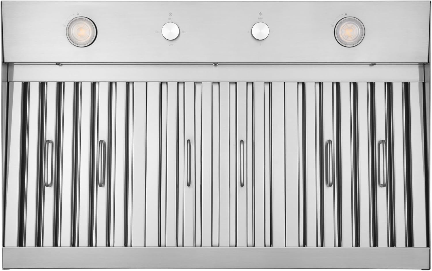 Hauslane Range Hood Insert 30 Inch,Stainless Steel Built-In Range Hood with 3-SPEED Dual Control Knobs,Dishwasher-safe baffle filters,GU10 LED bulbs,6" Round Duct for Vented or Ductless