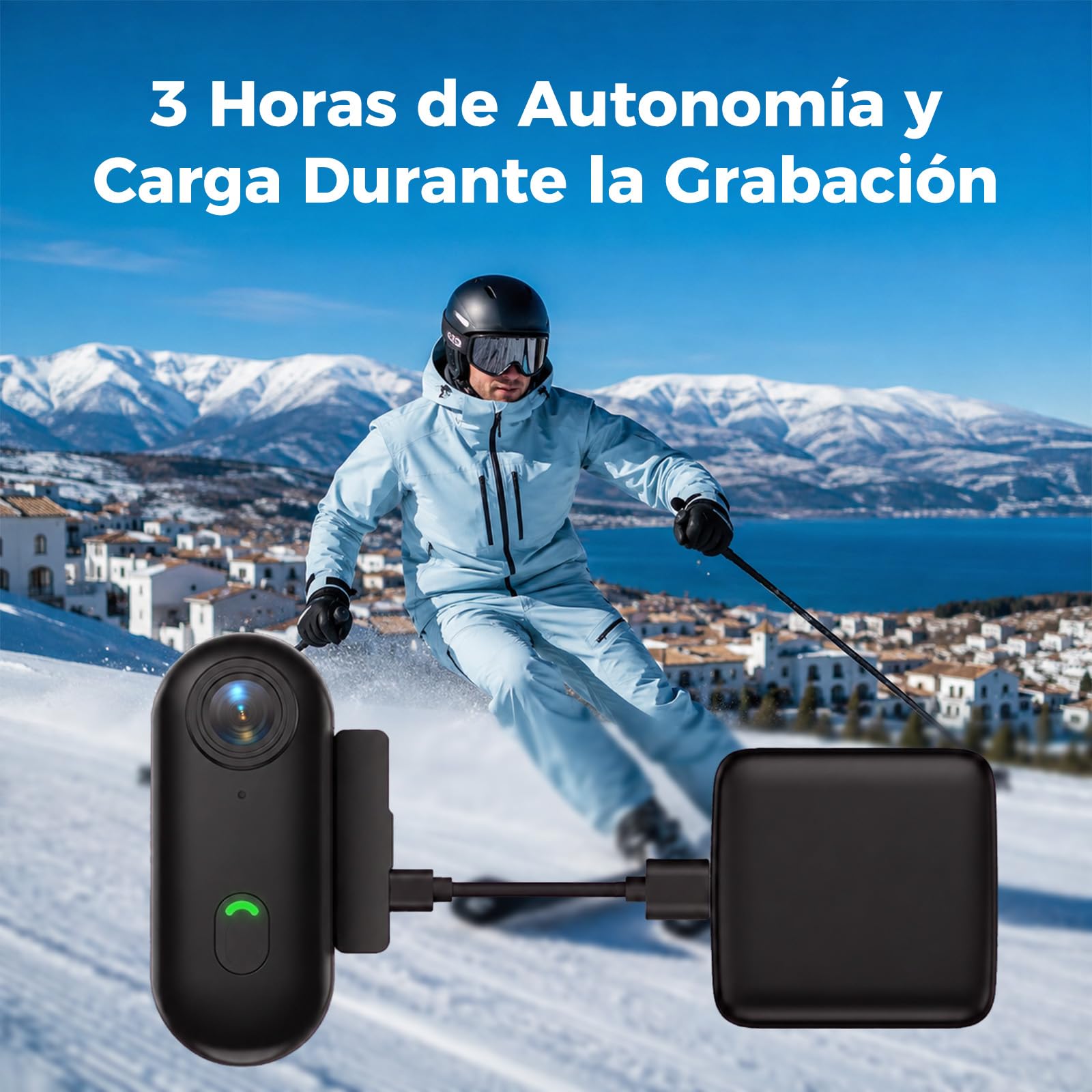 Zeerkeer - Mini Cámara de Acción con Lente Gran Angular de 120°, 1080p, Cámara Deportiva con Cordón Magnético, Clip de 360°, para Casco, Bicicleta, Motocicleta, Deporte al Aire Libre